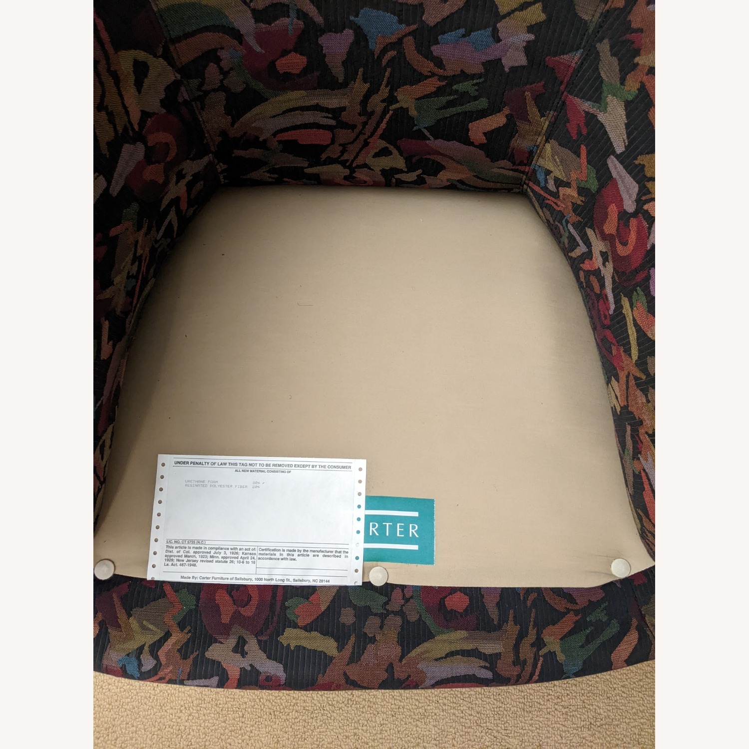 Navy Fabric Swivel Accent Chair - image-6