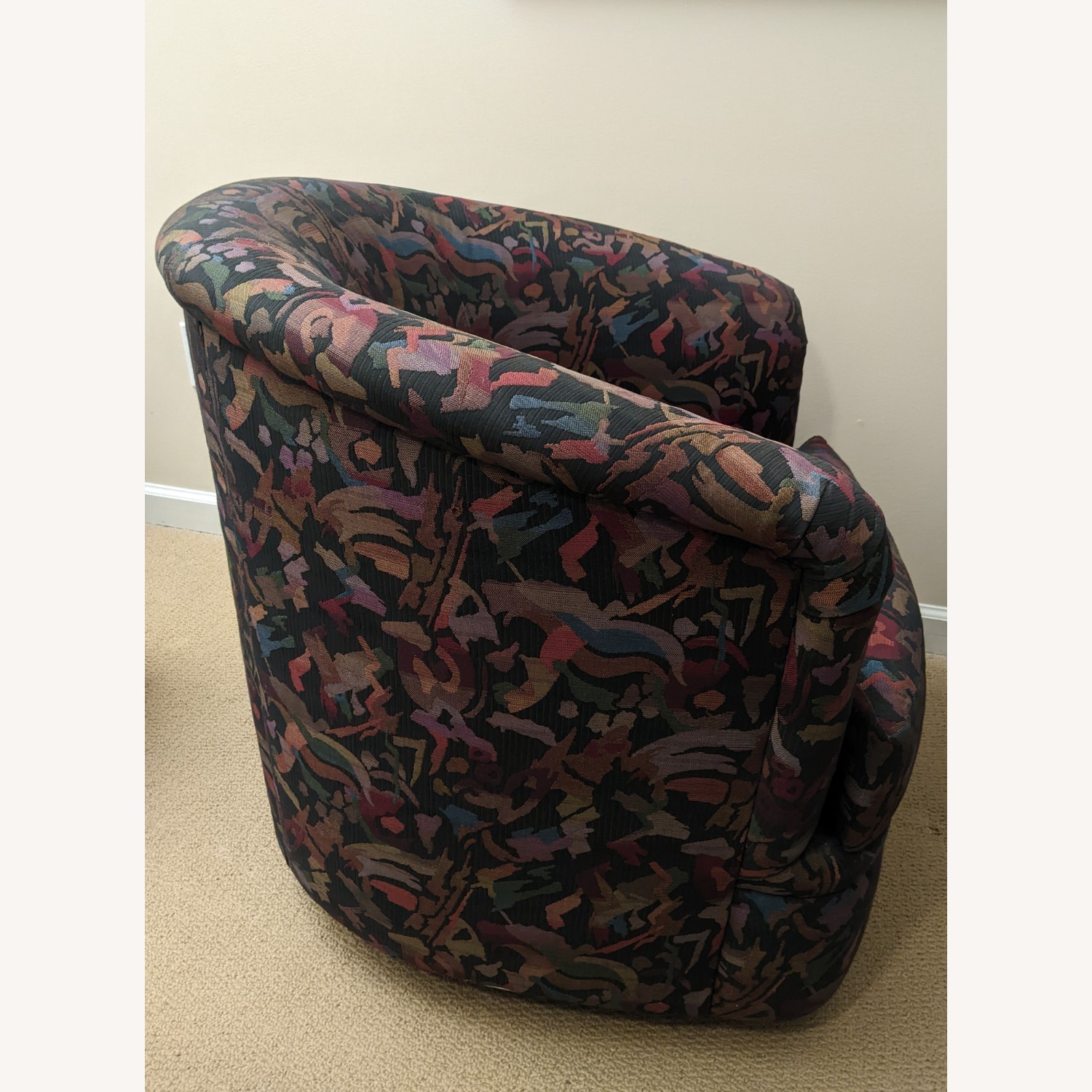 Navy Fabric Swivel Accent Chair - image-3