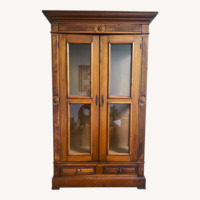 Vintage Handcrafted in Mexico Solid Wood Armoire 