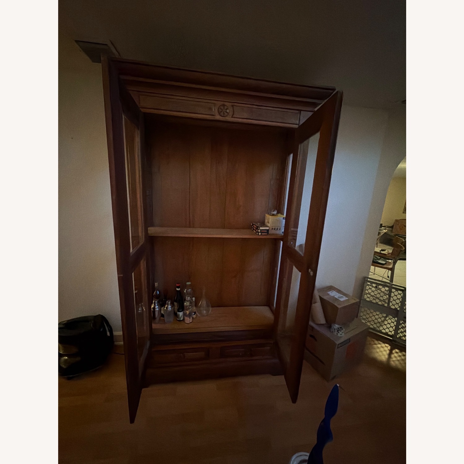 Vintage Handcrafted in Mexico Solid Wood Armoire  - image-6