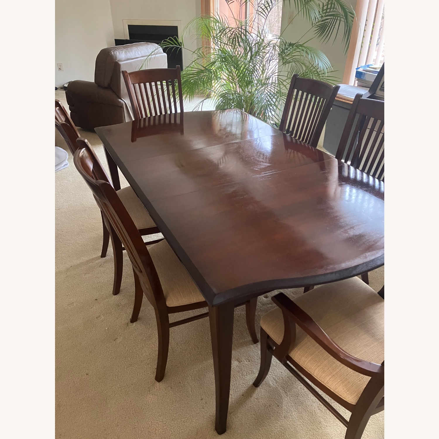 Dark Brown Wood Dining Set - image-1