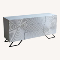 Modern Wooden Engraved Credenza Sideboard