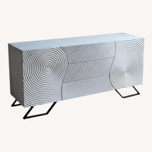 Used Modern Wooden Engraved Credenza Sideboard for sale on AptDeco