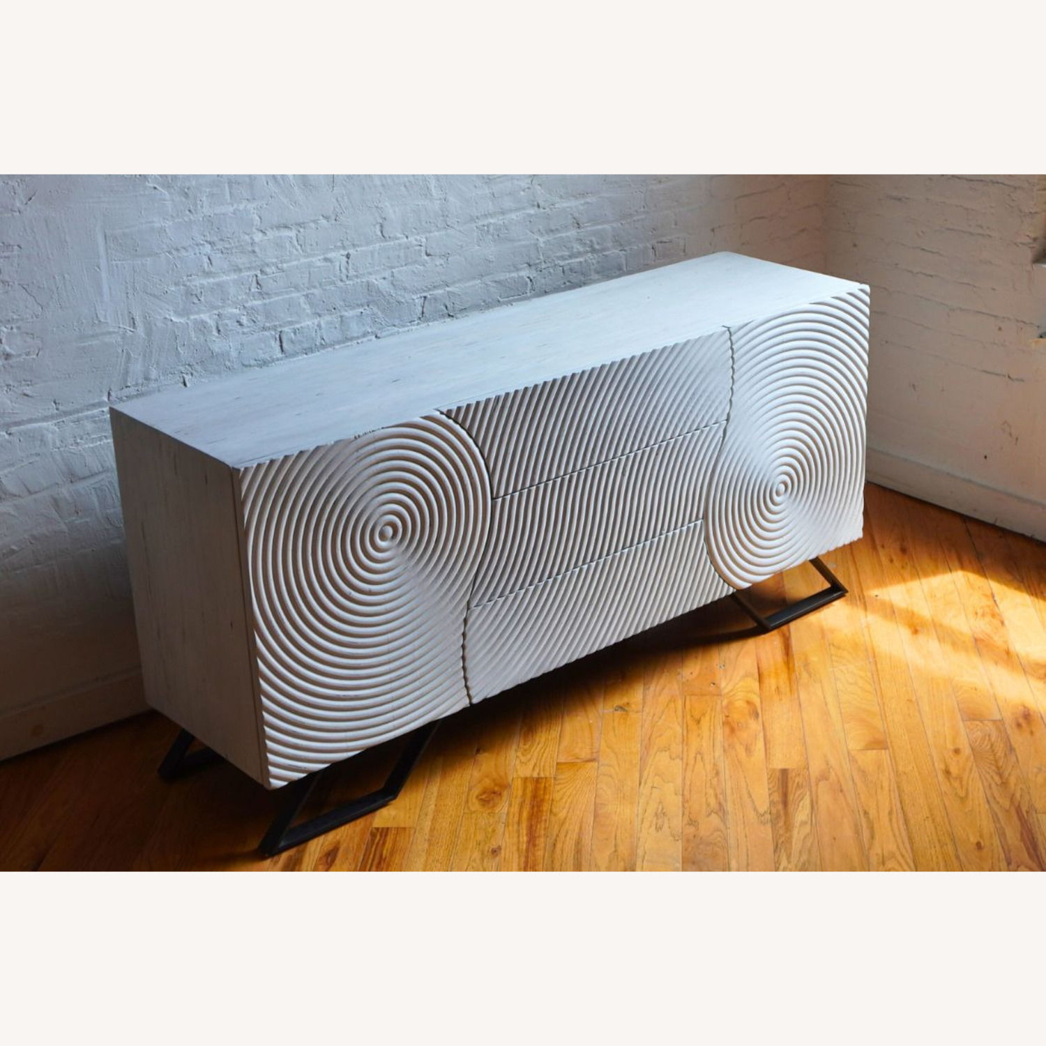 Modern Wooden Engraved Credenza Sideboard - image-1