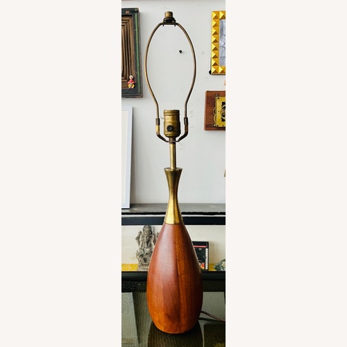 Used Mid Century Modern Walnut & Brass Lamp-Tony Paul   for sale on AptDeco