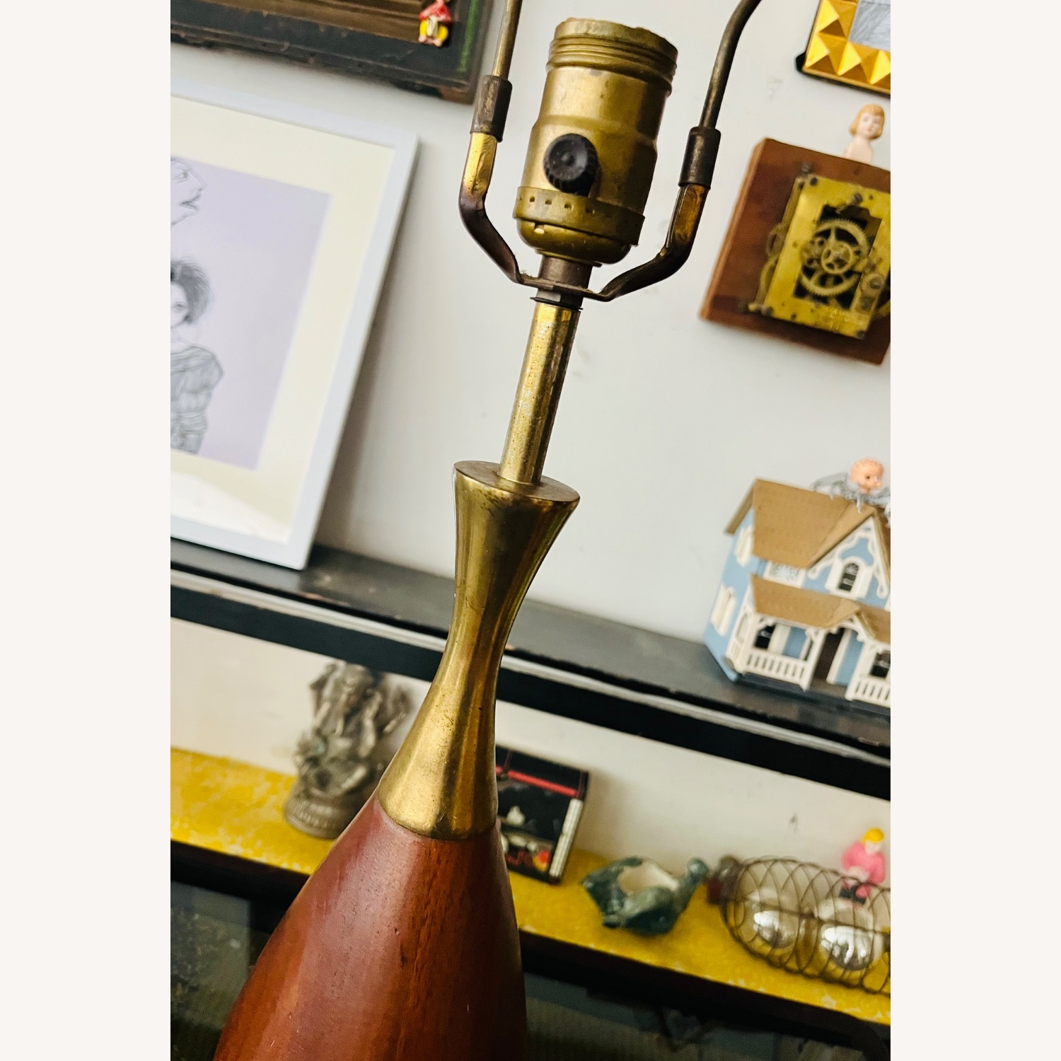 Mid Century Modern Walnut & Brass Lamp-Tony Paul   - image-5