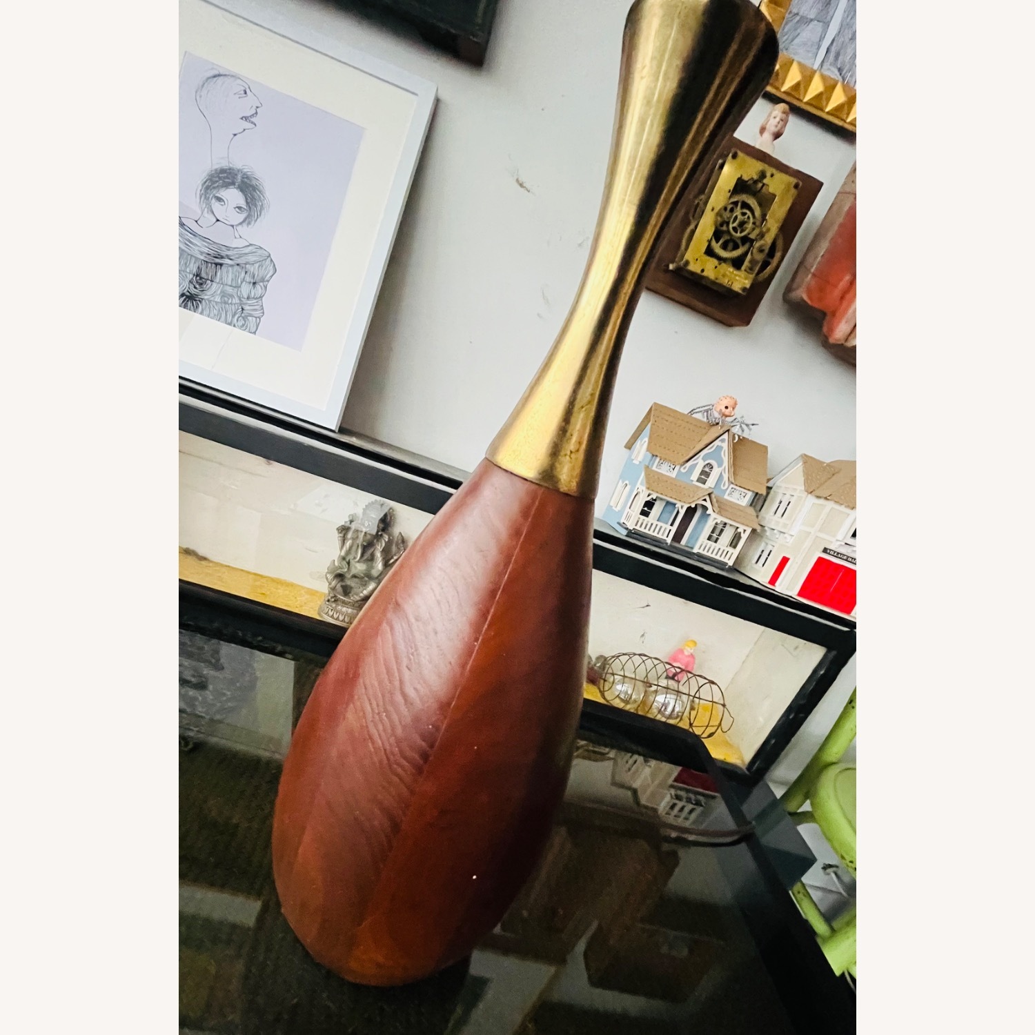 Mid Century Modern Walnut & Brass Lamp-Tony Paul   - image-4