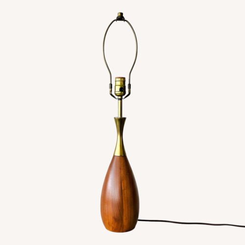 Used Mid Century Modern Walnut & Brass Lamp-Tony Paul   for sale on AptDeco