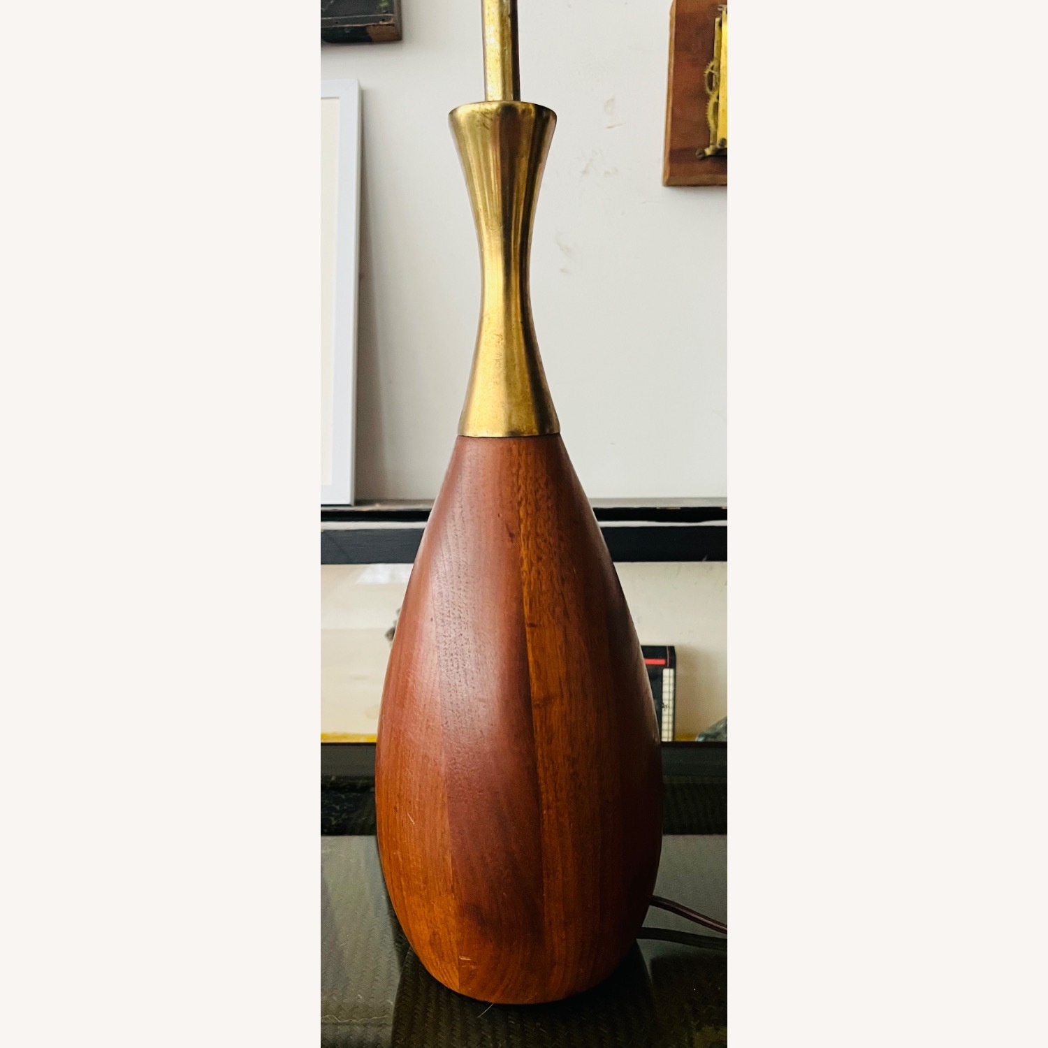 Mid Century Modern Walnut & Brass Lamp-Tony Paul   - image-2