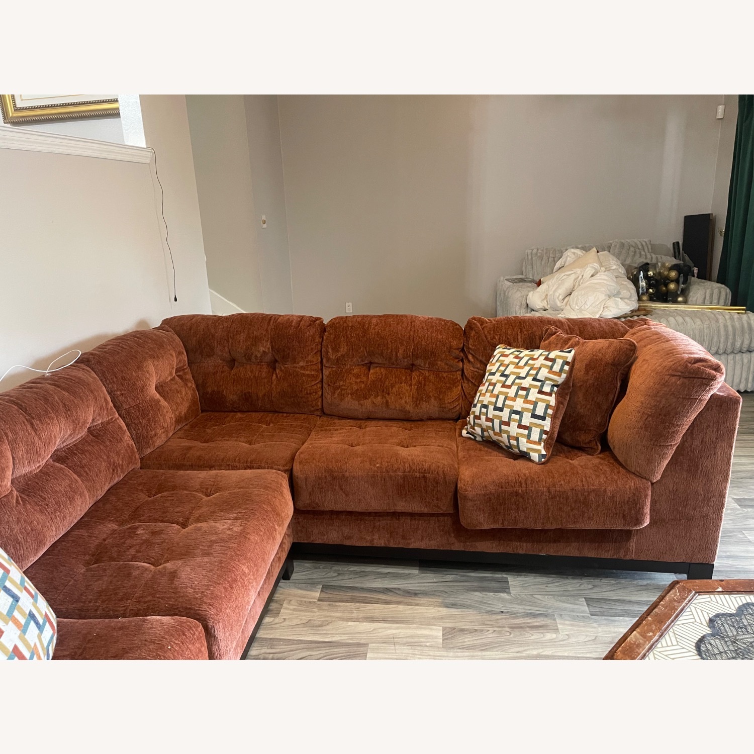 Ashley Furniture Orange Fabric 2 Piece Sectional - image-4