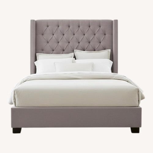 Used Macy’s Monroe II Upholstered Queen Bed for sale on AptDeco