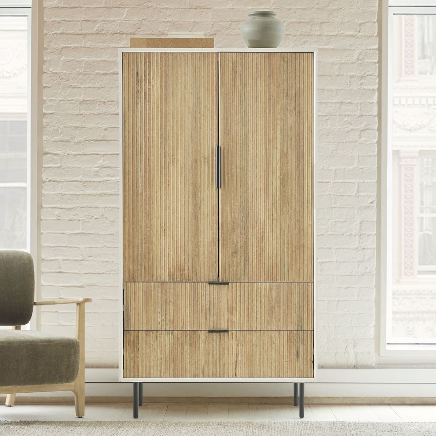 West Elm Quinn Natural Wood Armoire - image-4