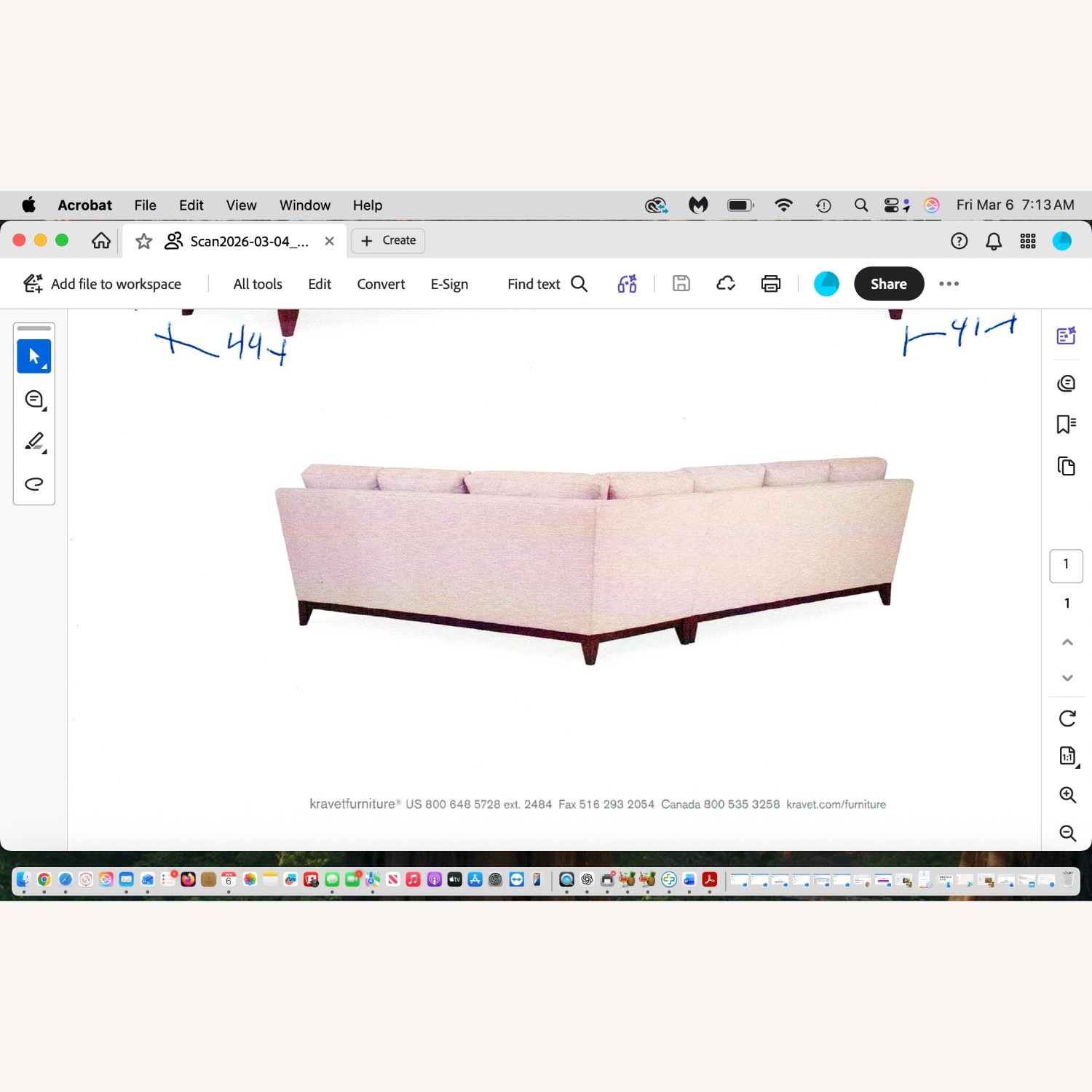 Kravet White Fabric 2 Piece Sectional - image-3