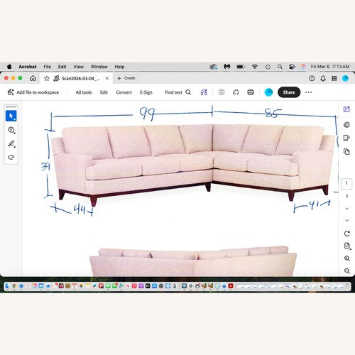 Used Kravet White Fabric 2 Piece Sectional for sale on AptDeco
