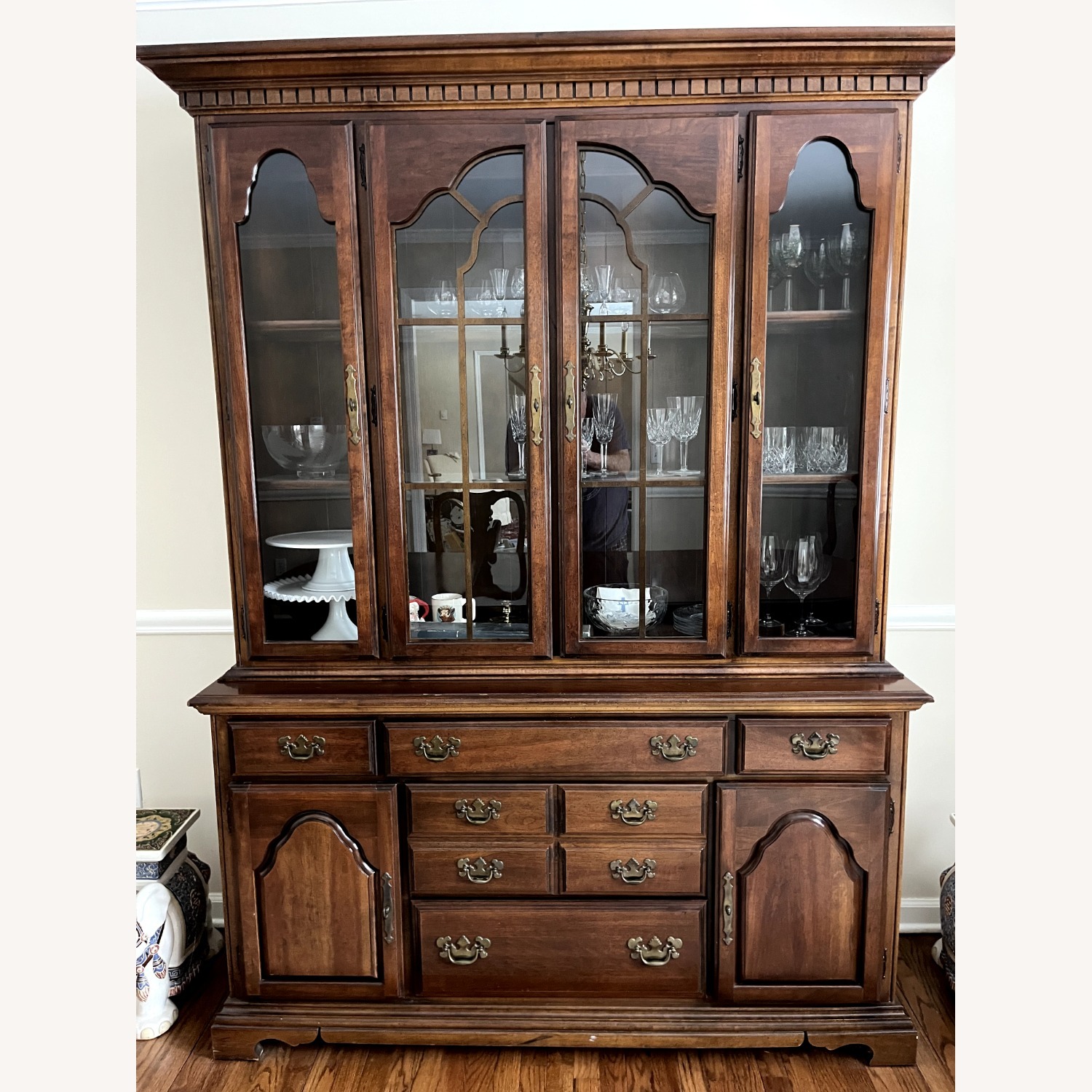 American Drew Dark Brown Wood China Cabinet - image-1