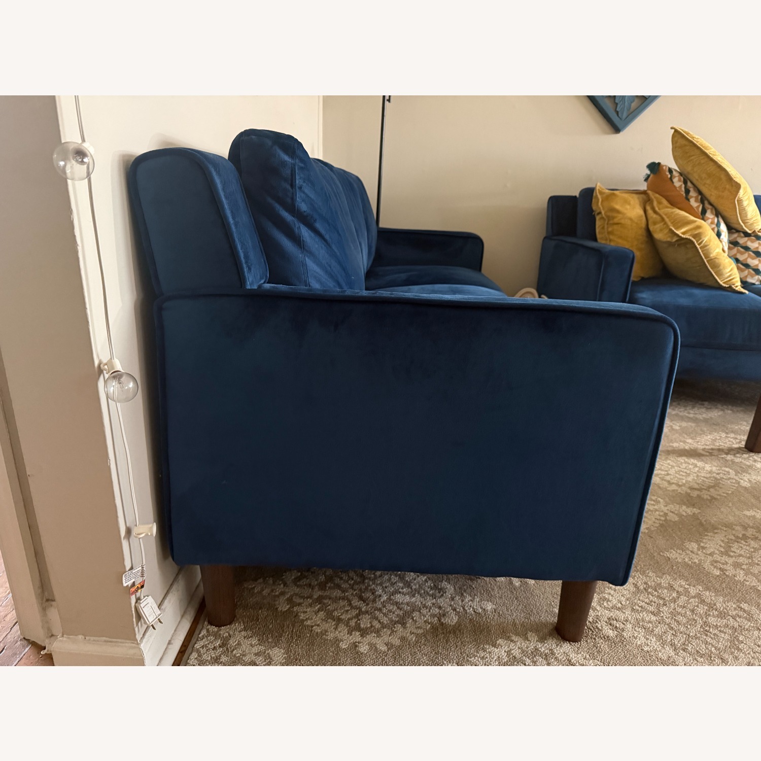 Wayfair Blue Velvet 3+ Seater Sofa - image-3