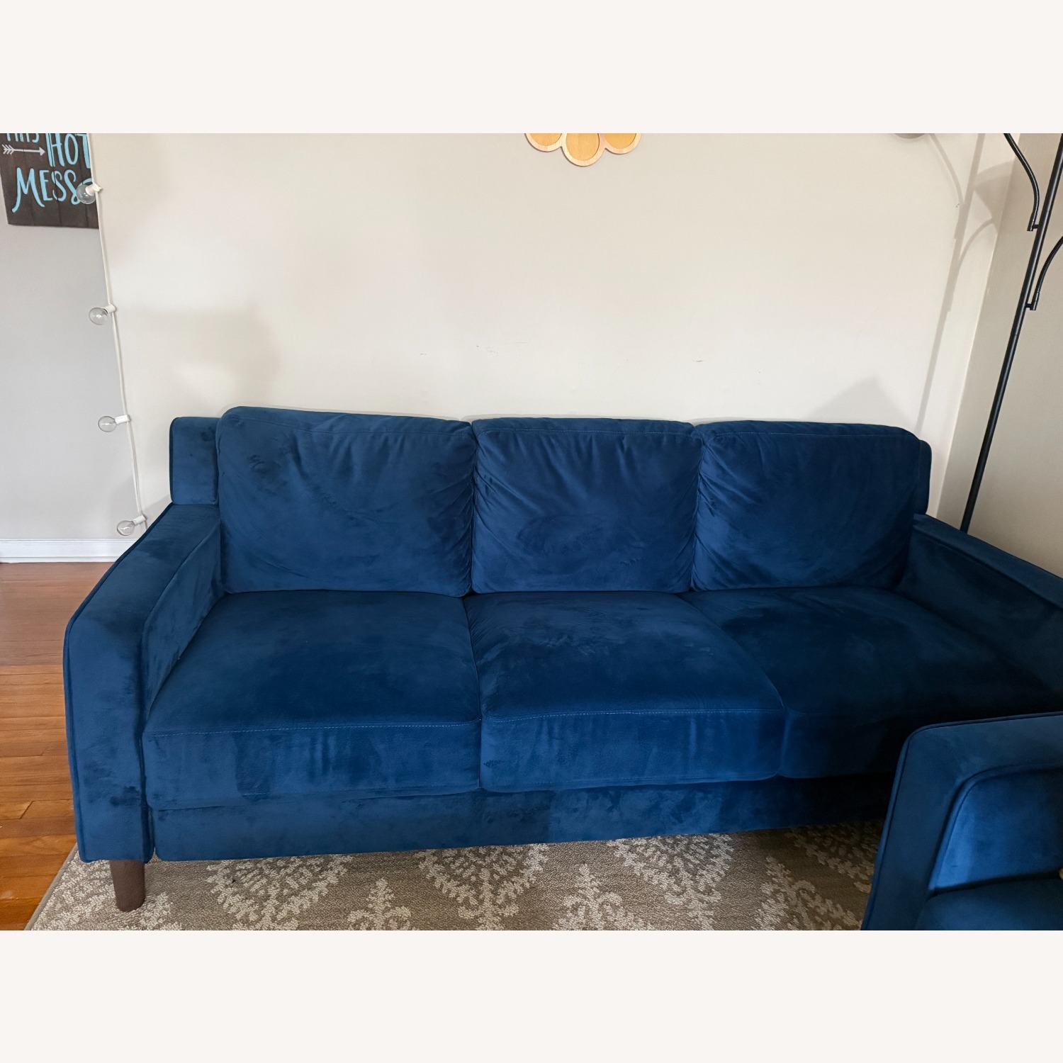 Wayfair Blue Velvet 3+ Seater Sofa - image-1