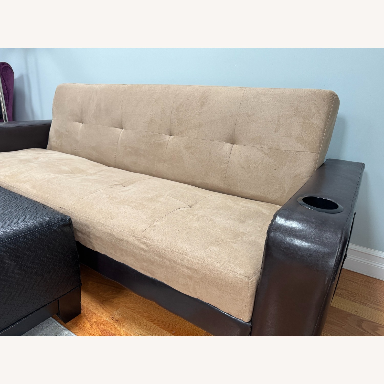 Light Brown Microsuede Futon - image-2
