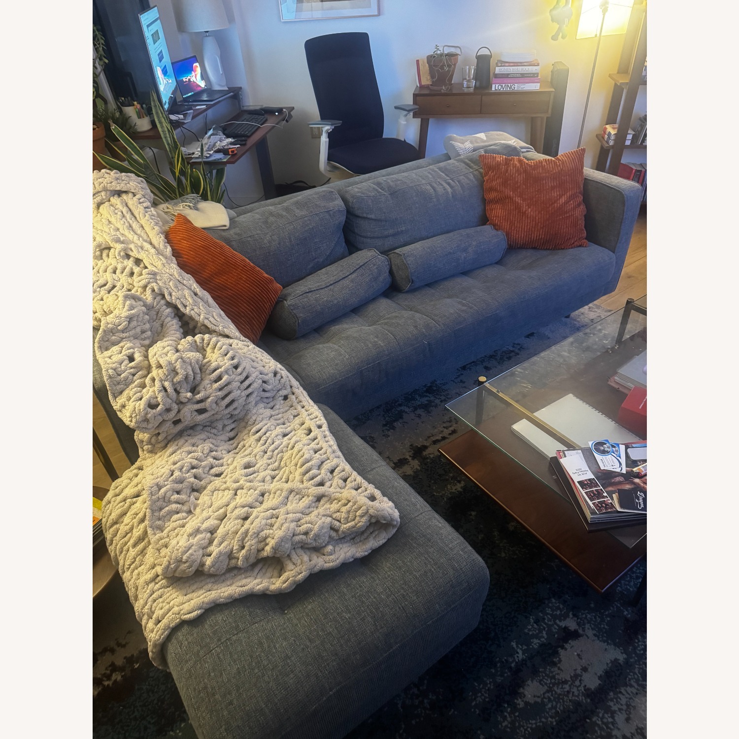 Article Sven Blue Fabric 3+ Seater Sofa - image-1