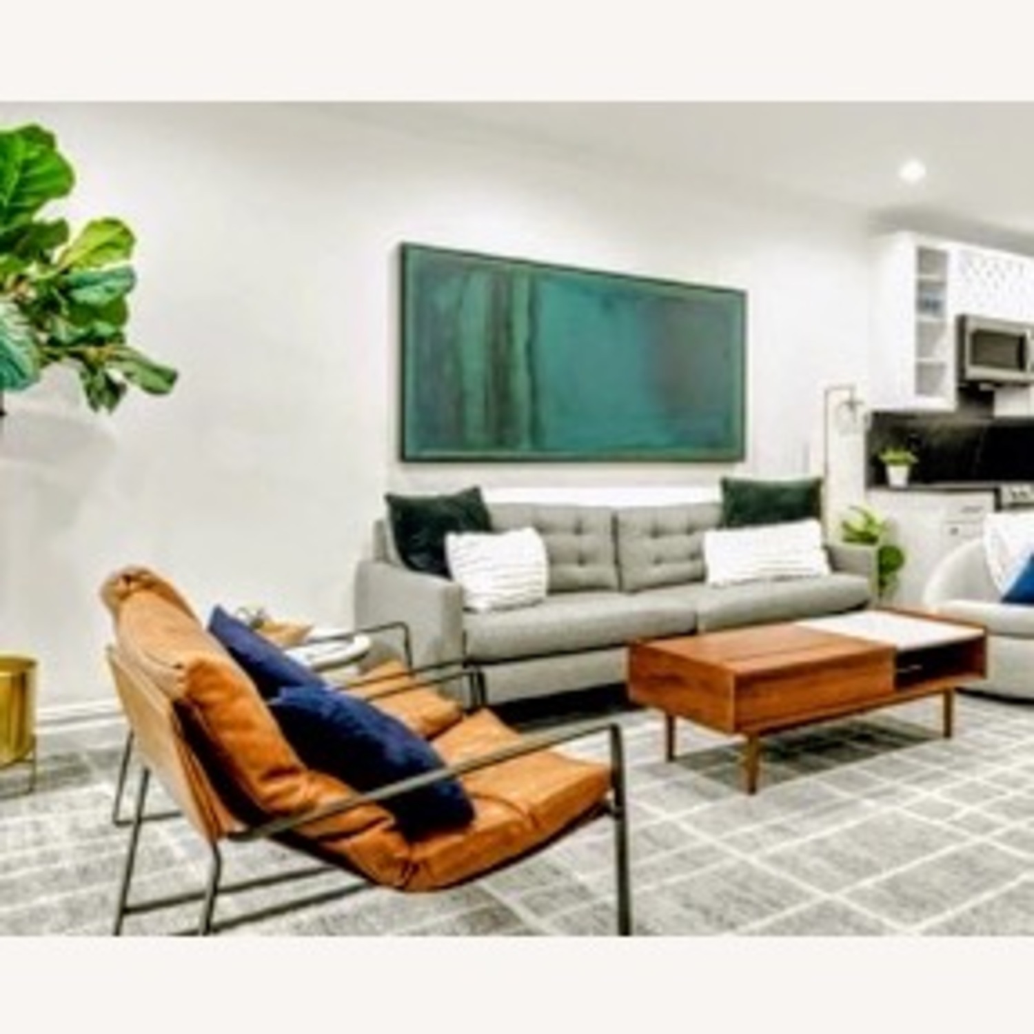 Crate & Barrel Petrie Felt Gray 3+ Seater Sofa - image-1