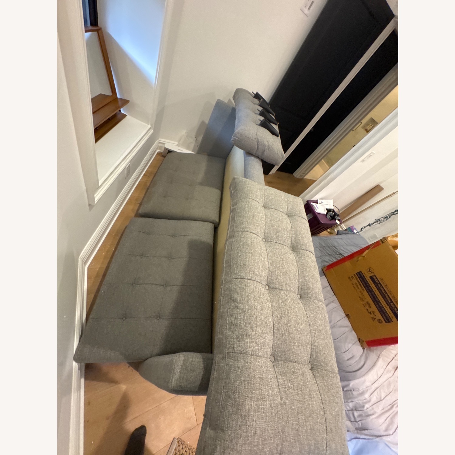 Crate & Barrel Petrie Felt Gray 3+ Seater Sofa - image-8