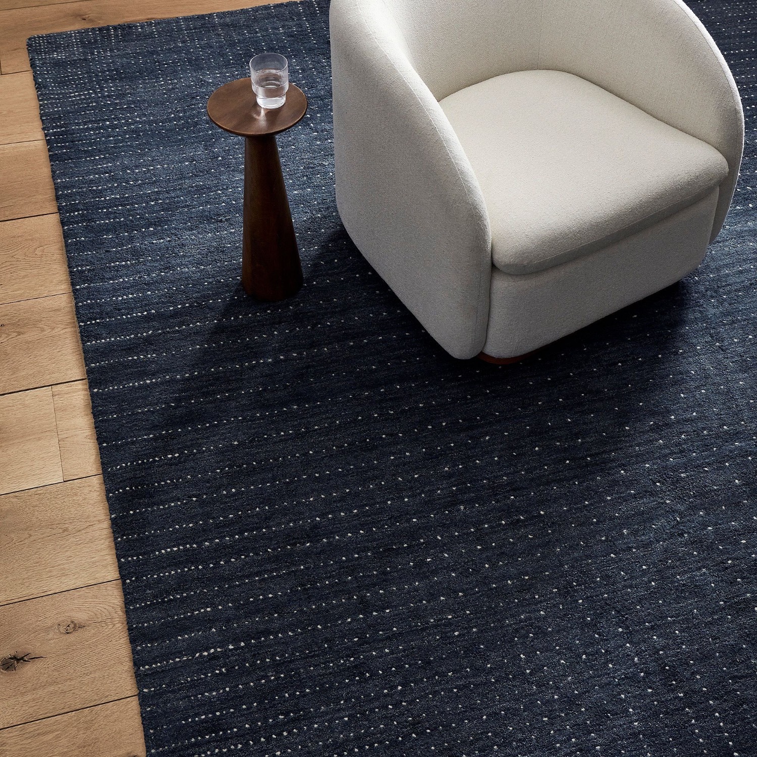 West Elm Graduated Dot Navy Wool Area Rug 8' x 10' - image-7