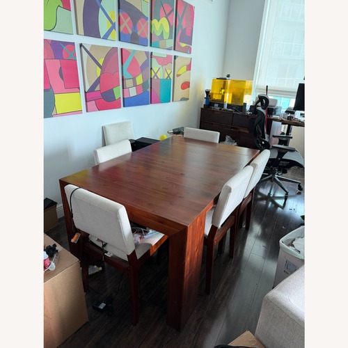 Used Transformer Table Dark Brown Wood Dining Table for sale on AptDeco