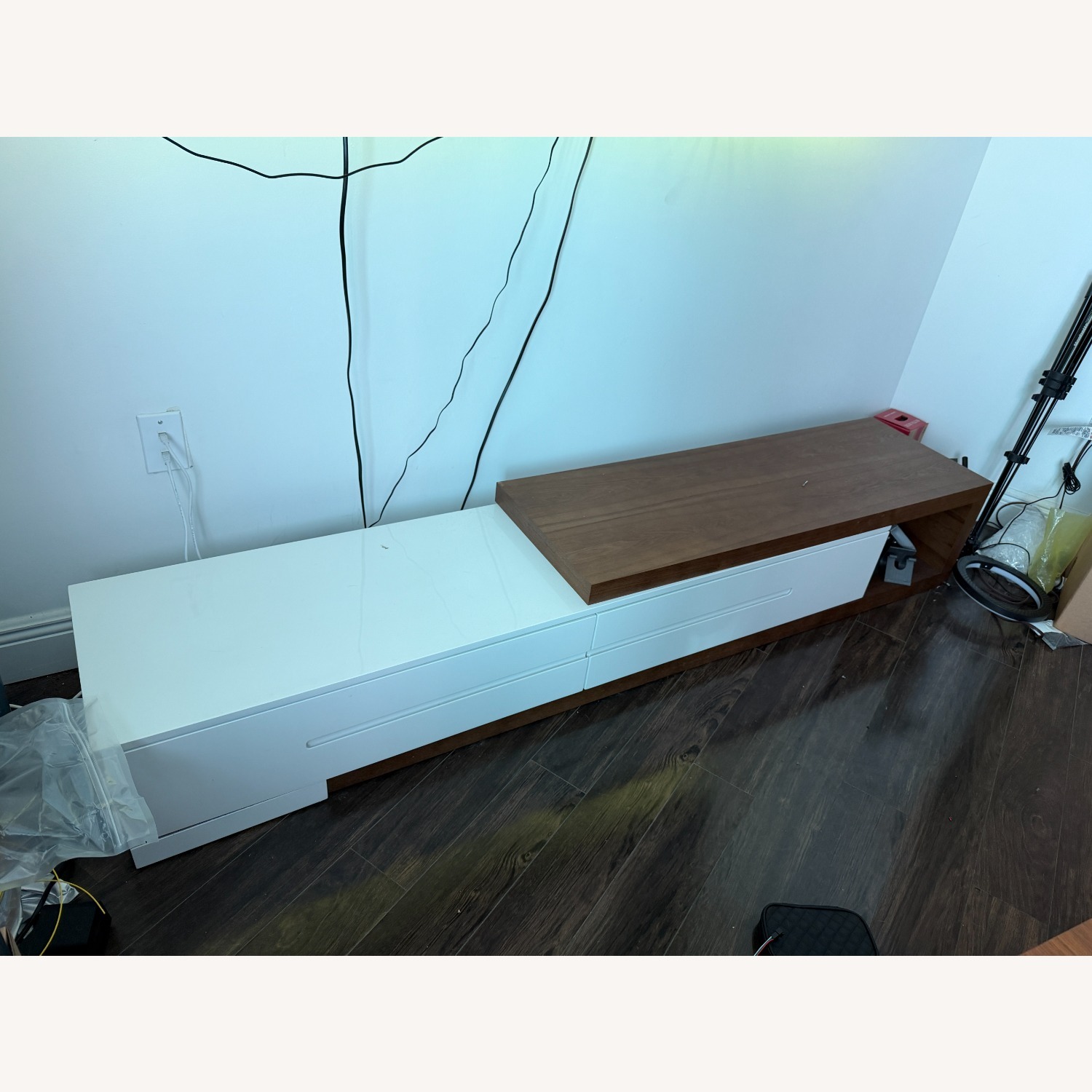 Modern Extendable White TV Stand - image-3