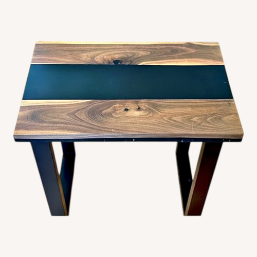 Used Walnut and Black Resin Side Table for sale on AptDeco