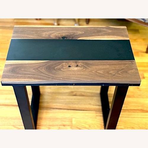 Used Walnut and Black Resin Side Table for sale on AptDeco