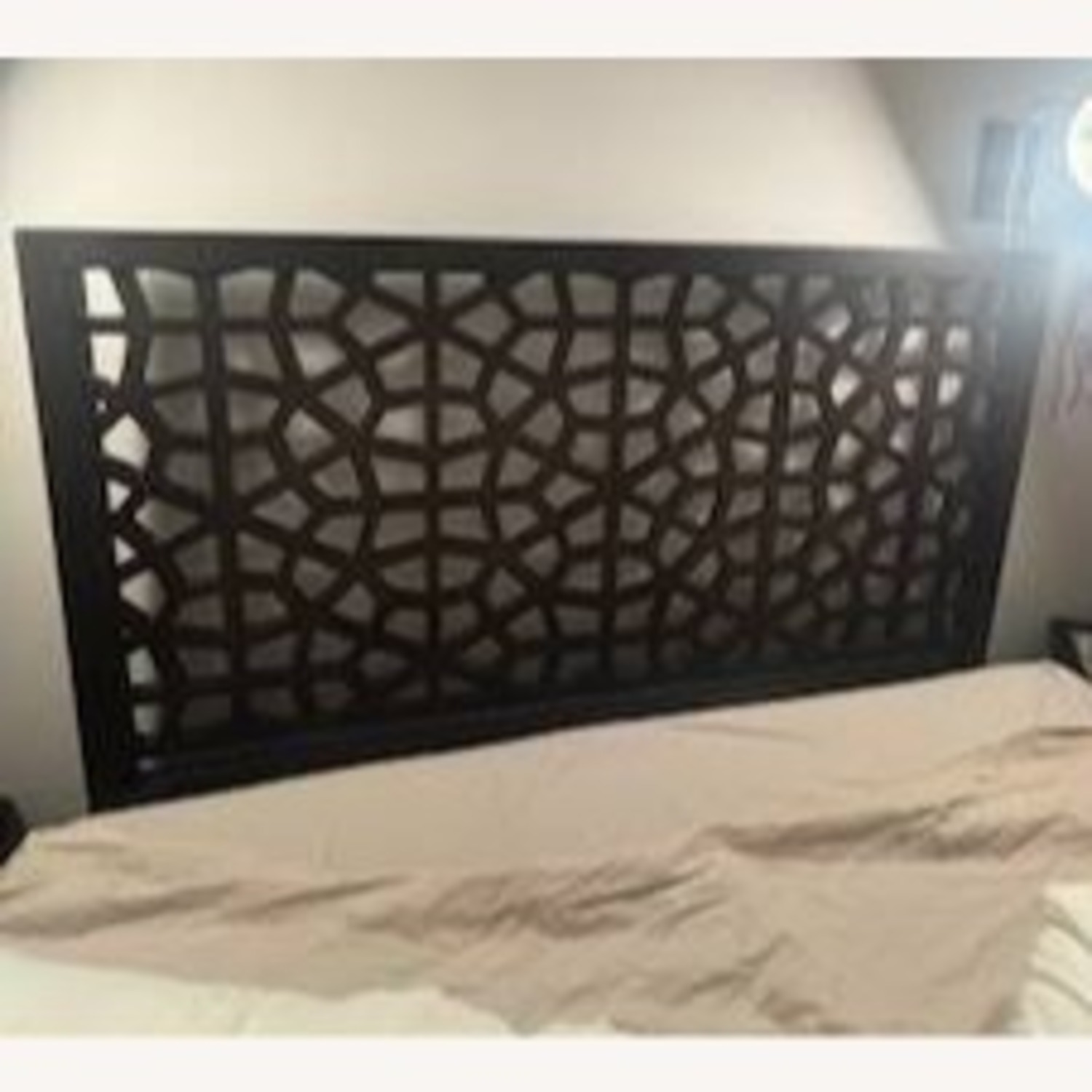 West Elm Morocco Chocolate Brown Lattice Wood Headboard - image-2
