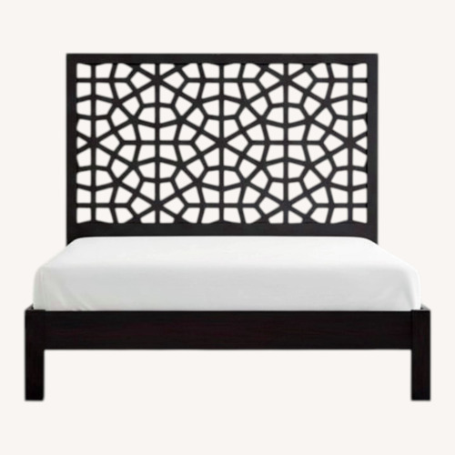 Used West Elm Morocco Chocolate Brown Lattice Wood Headboard for sale on AptDeco