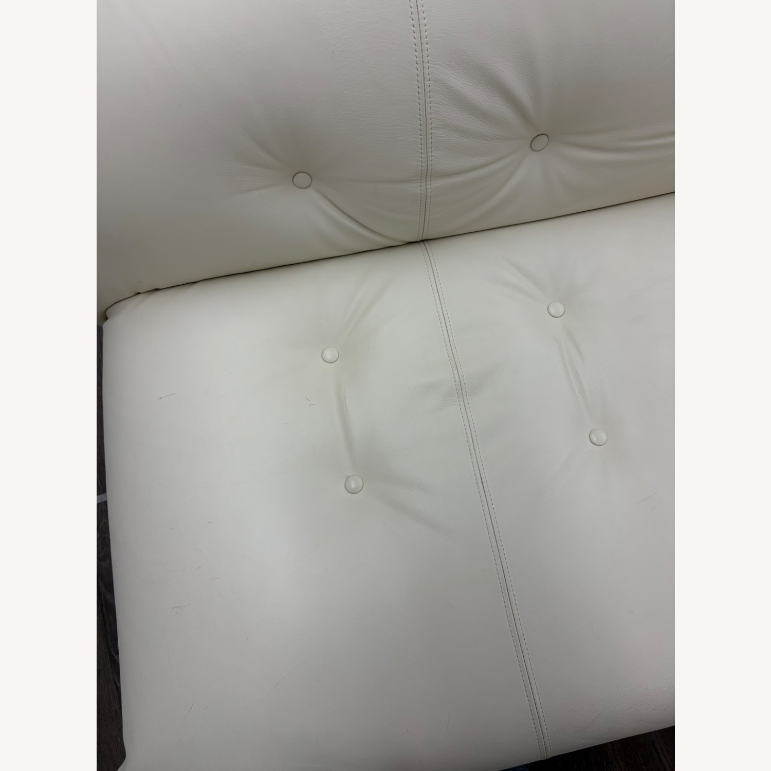 White Leather 2 Seater Sofa - image-4