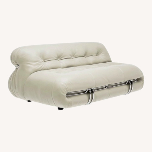 Used White Leather 2 Seater Sofa for sale on AptDeco