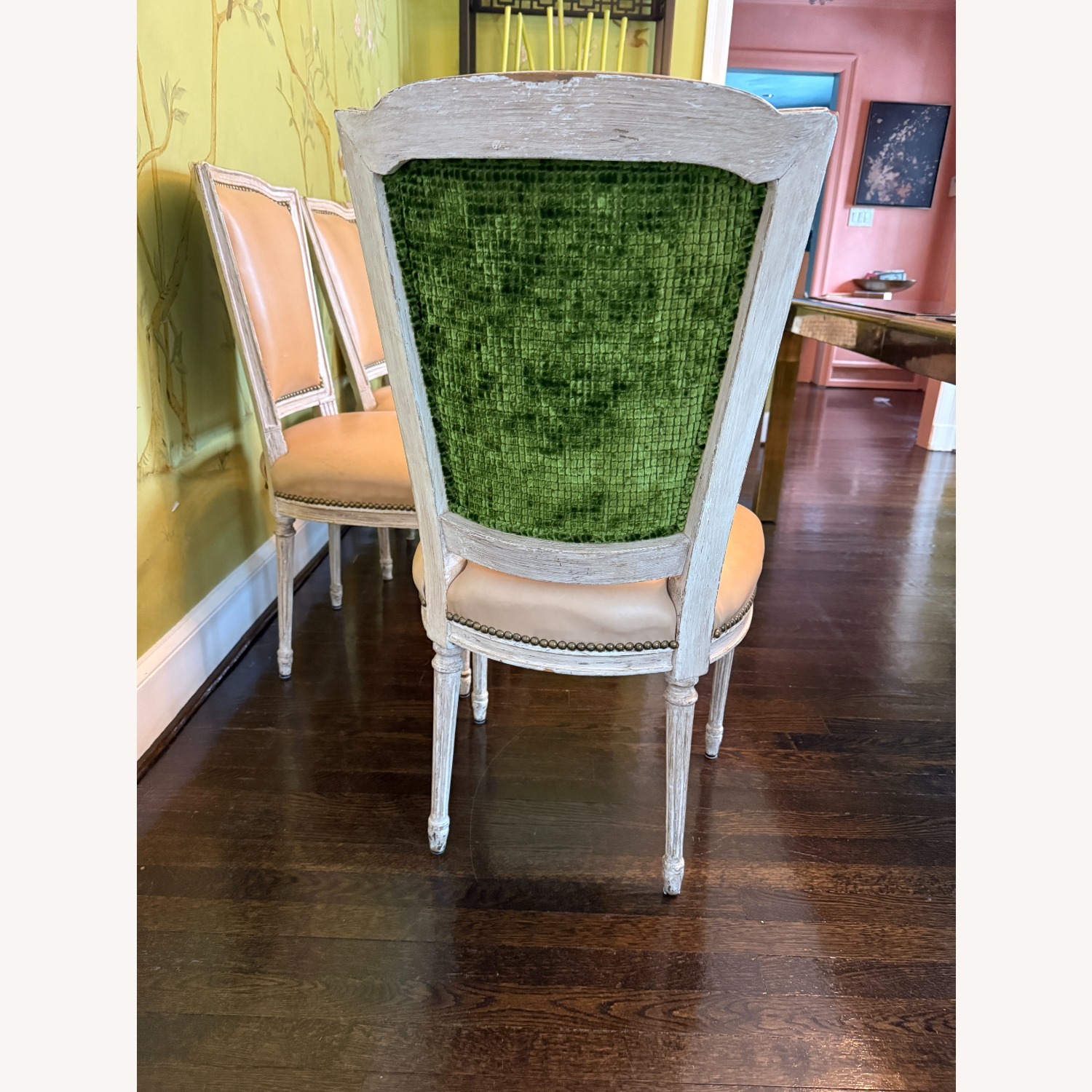 Vintage/Antique White Wood Dining Chairs - image-4