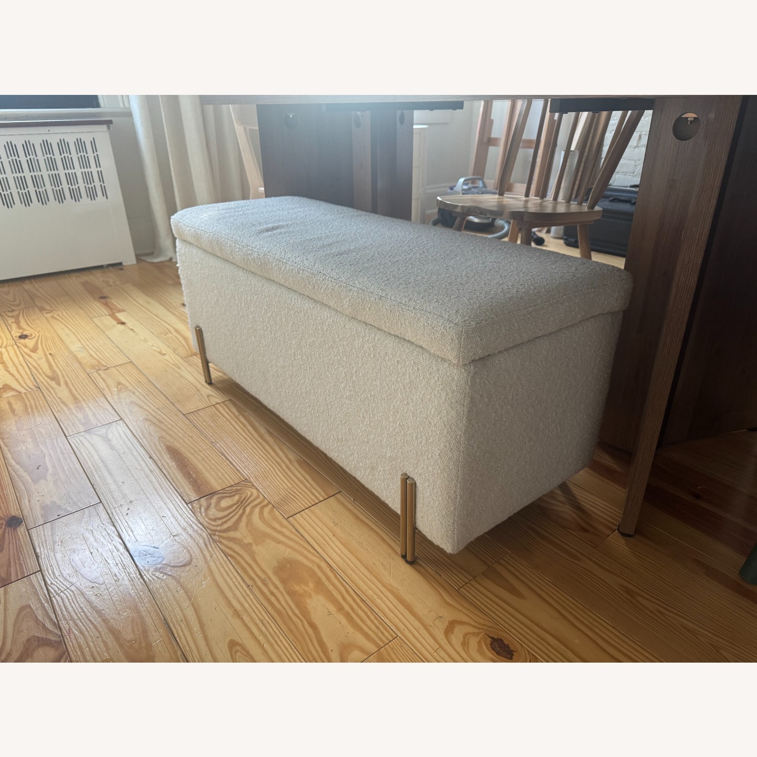West Elm Mod White Boucle Bench - image-4