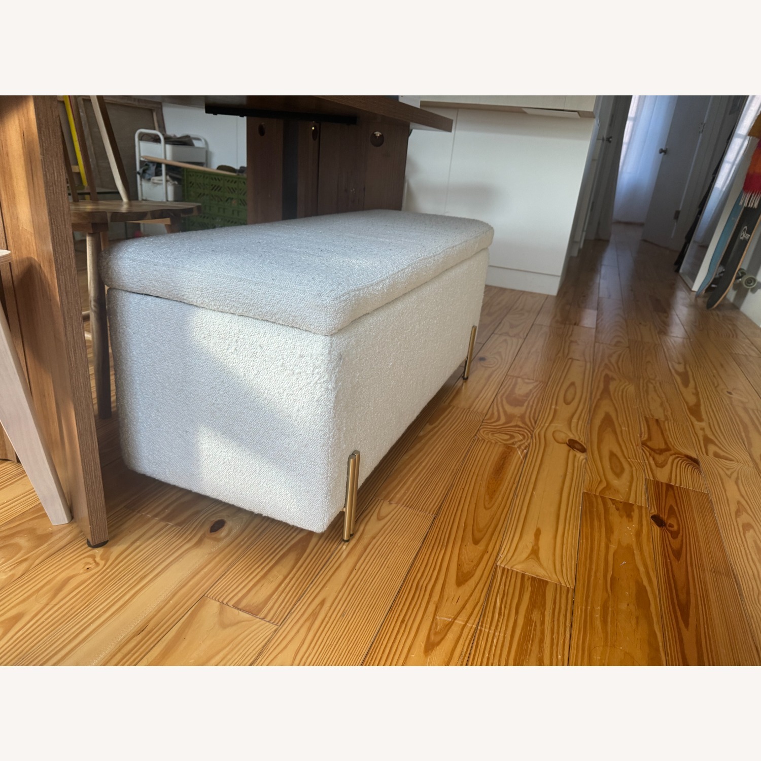 West Elm Mod White Boucle Bench - image-2