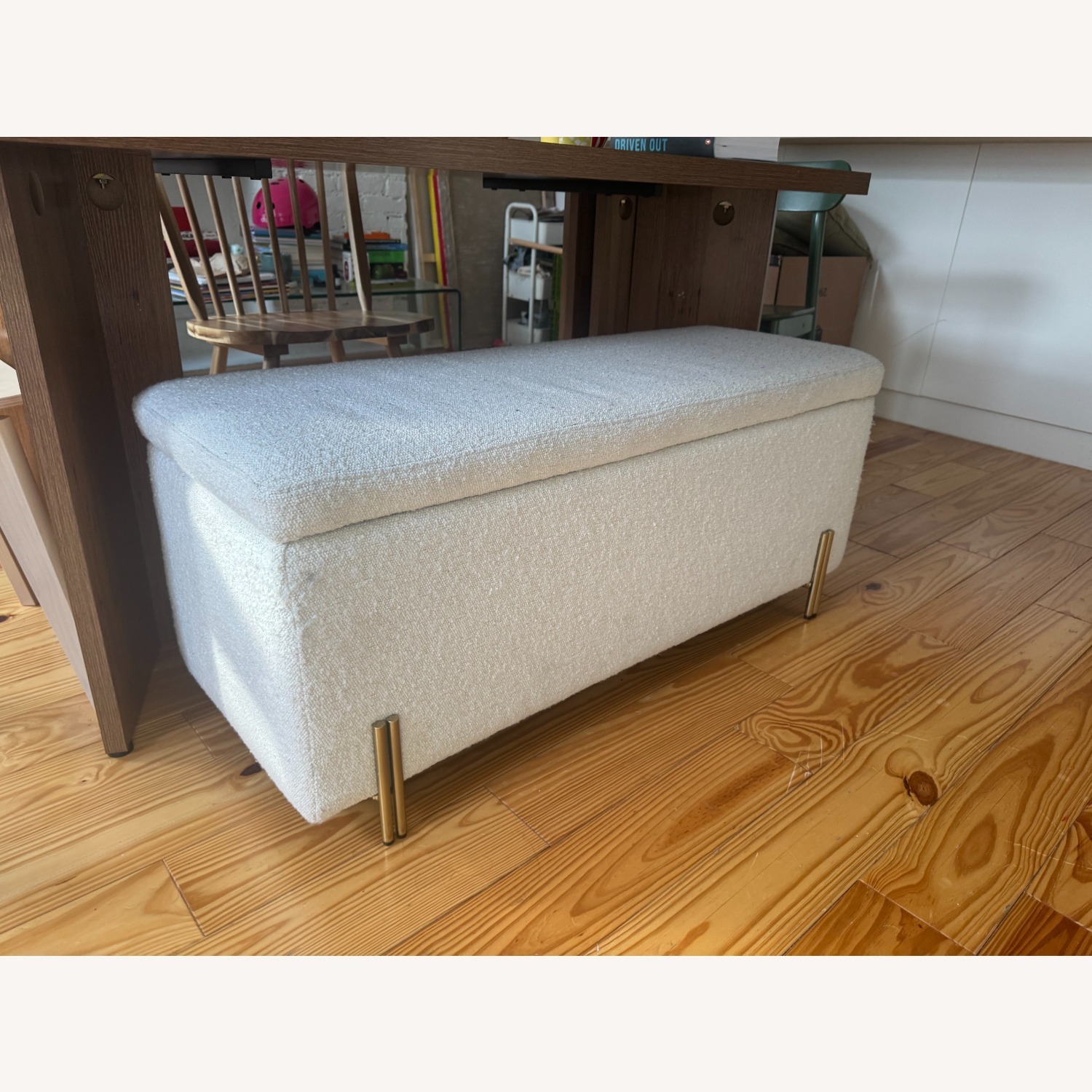 West Elm Mod White Boucle Bench - image-1