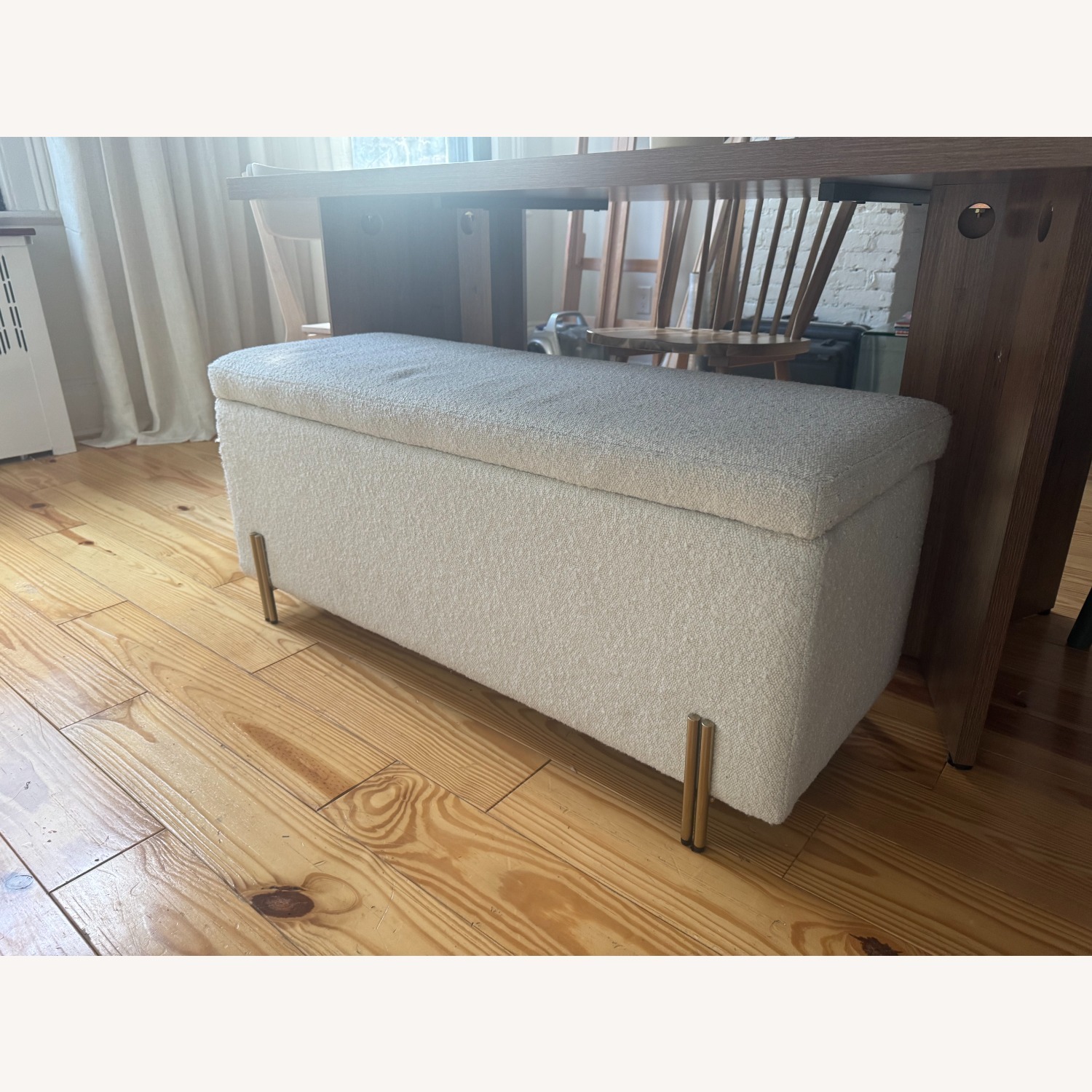 West Elm Mod White Boucle Bench - image-3