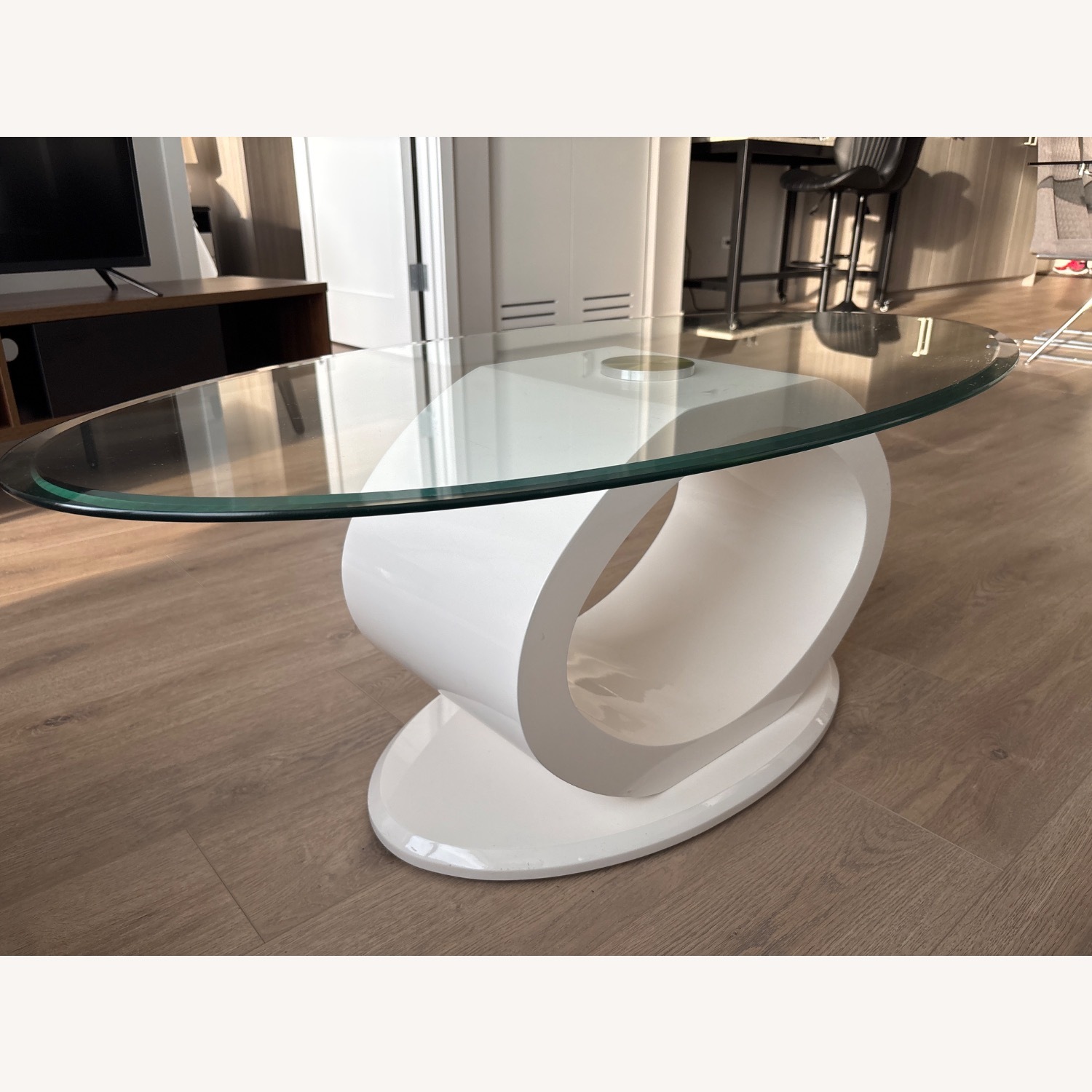 Mid Century Modern Oval Glass Coffee Table  - image-3