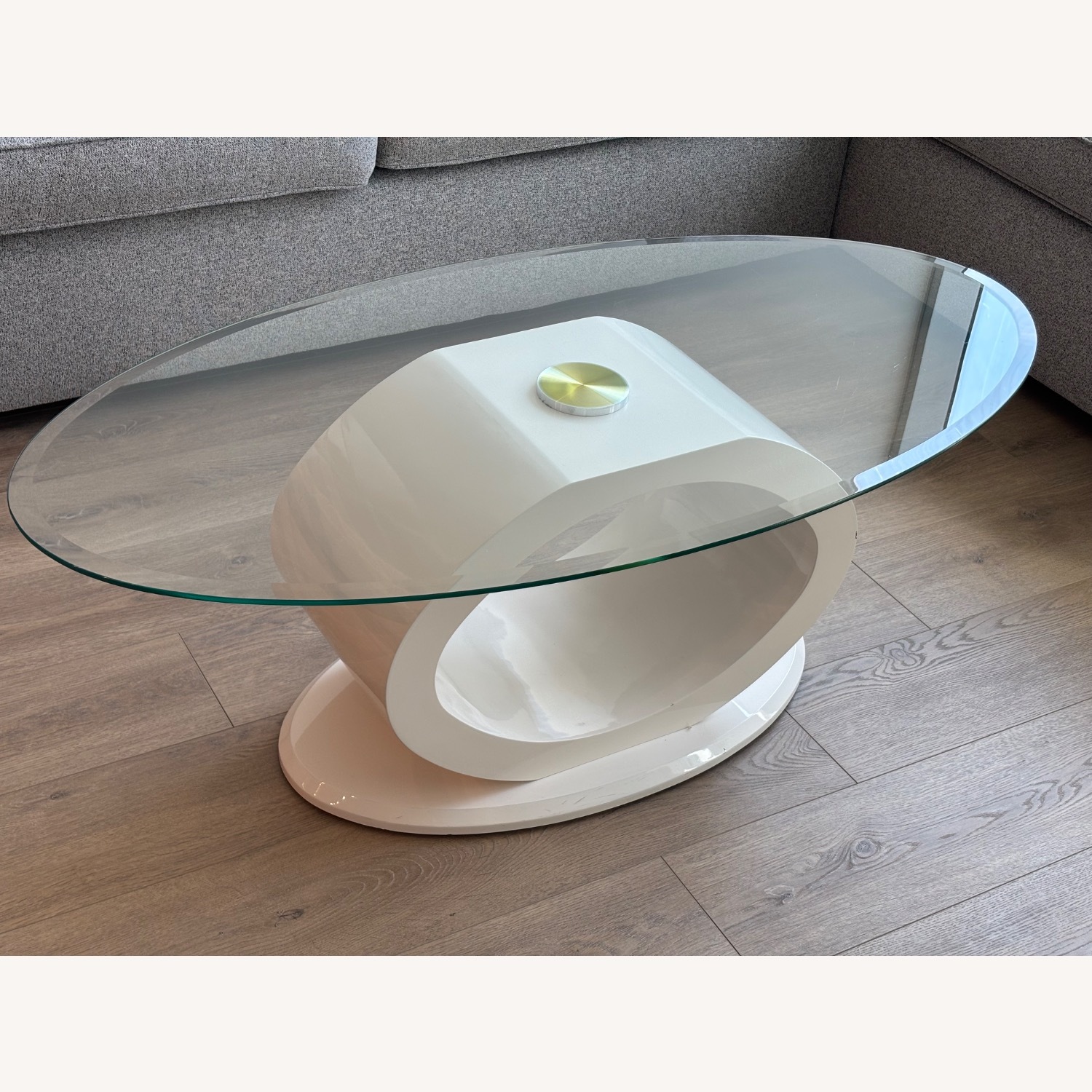 Mid Century Modern Oval Glass Coffee Table  - image-1