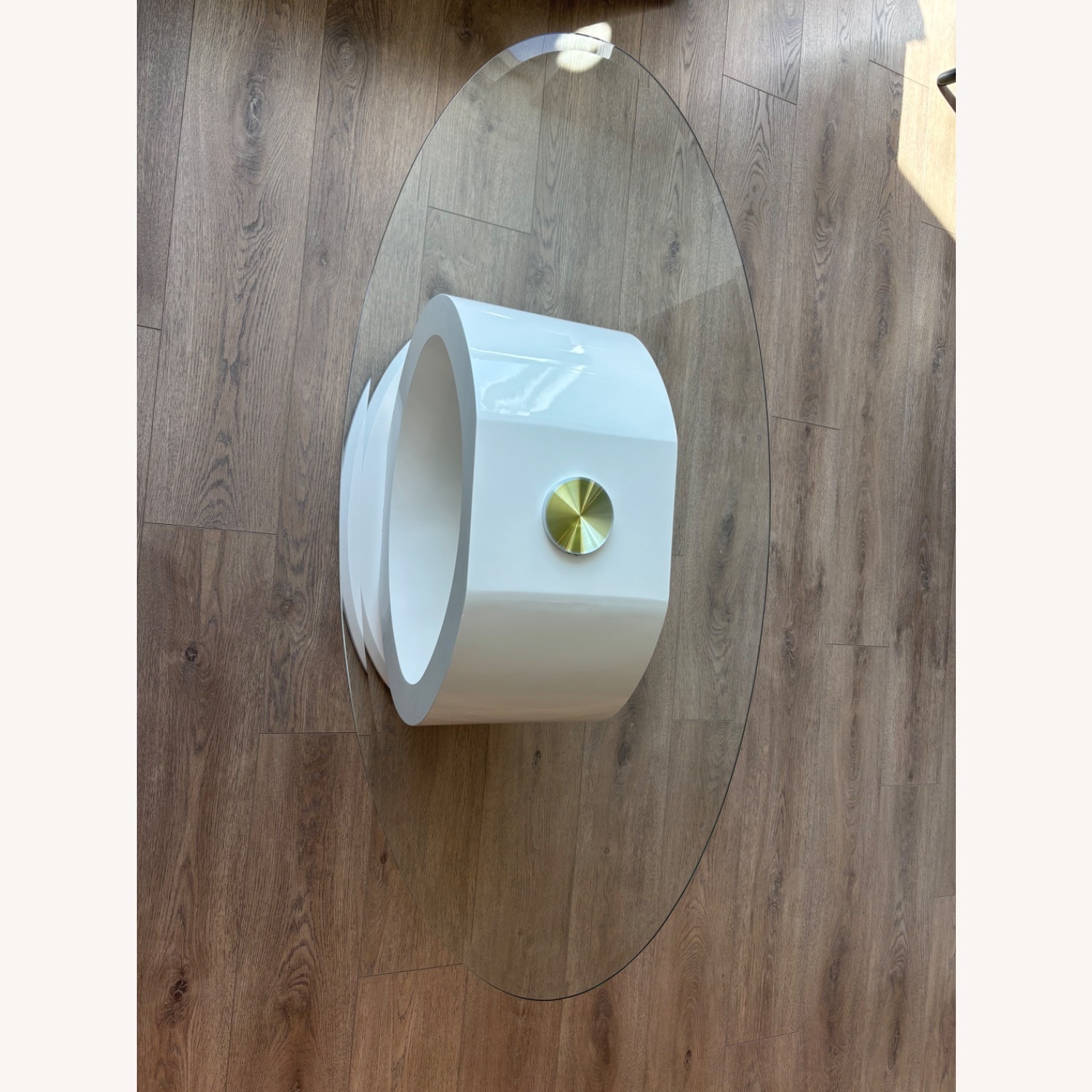 Mid Century Modern Oval Glass Coffee Table  - image-2