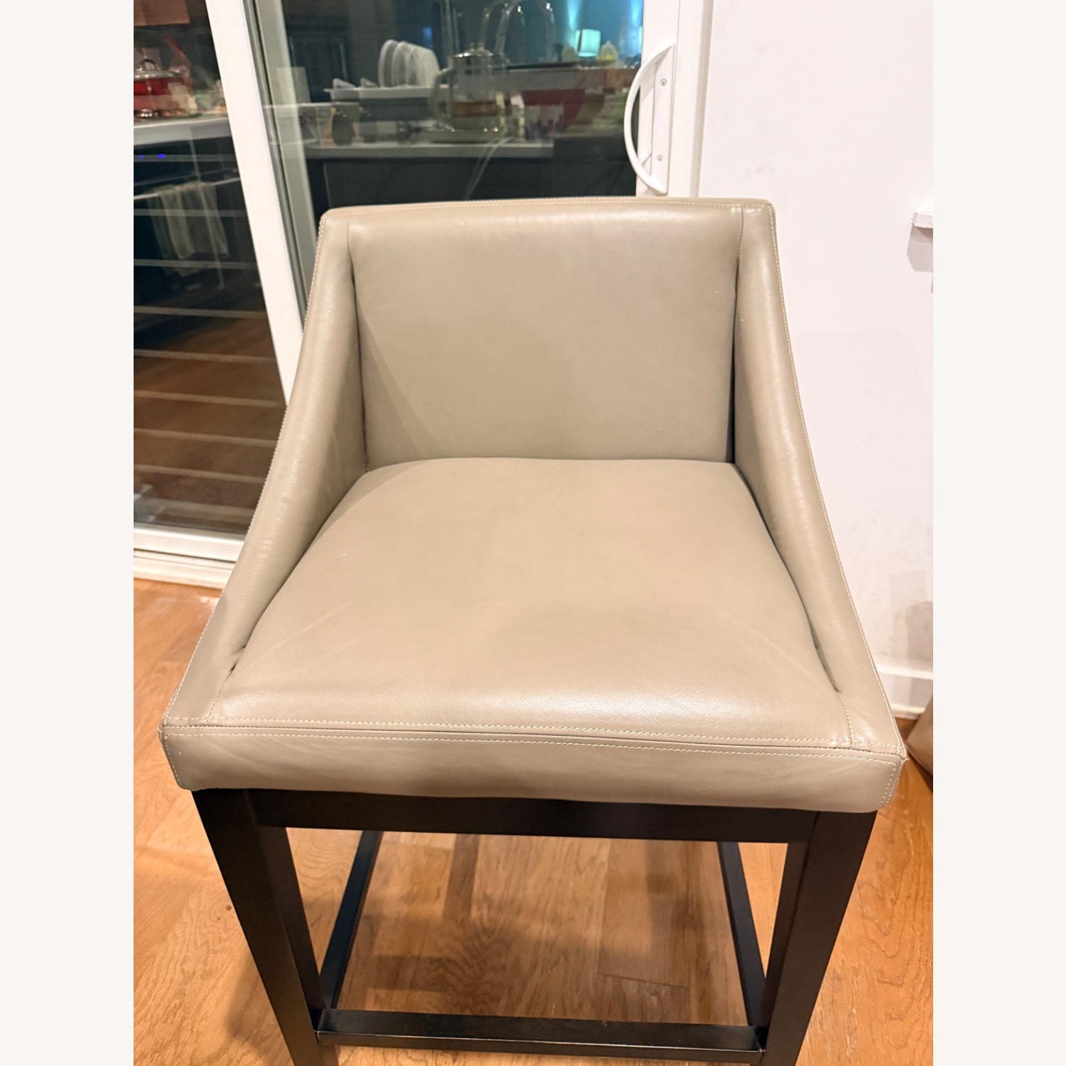 West Elm Dark Gray Leather Stool - image-2