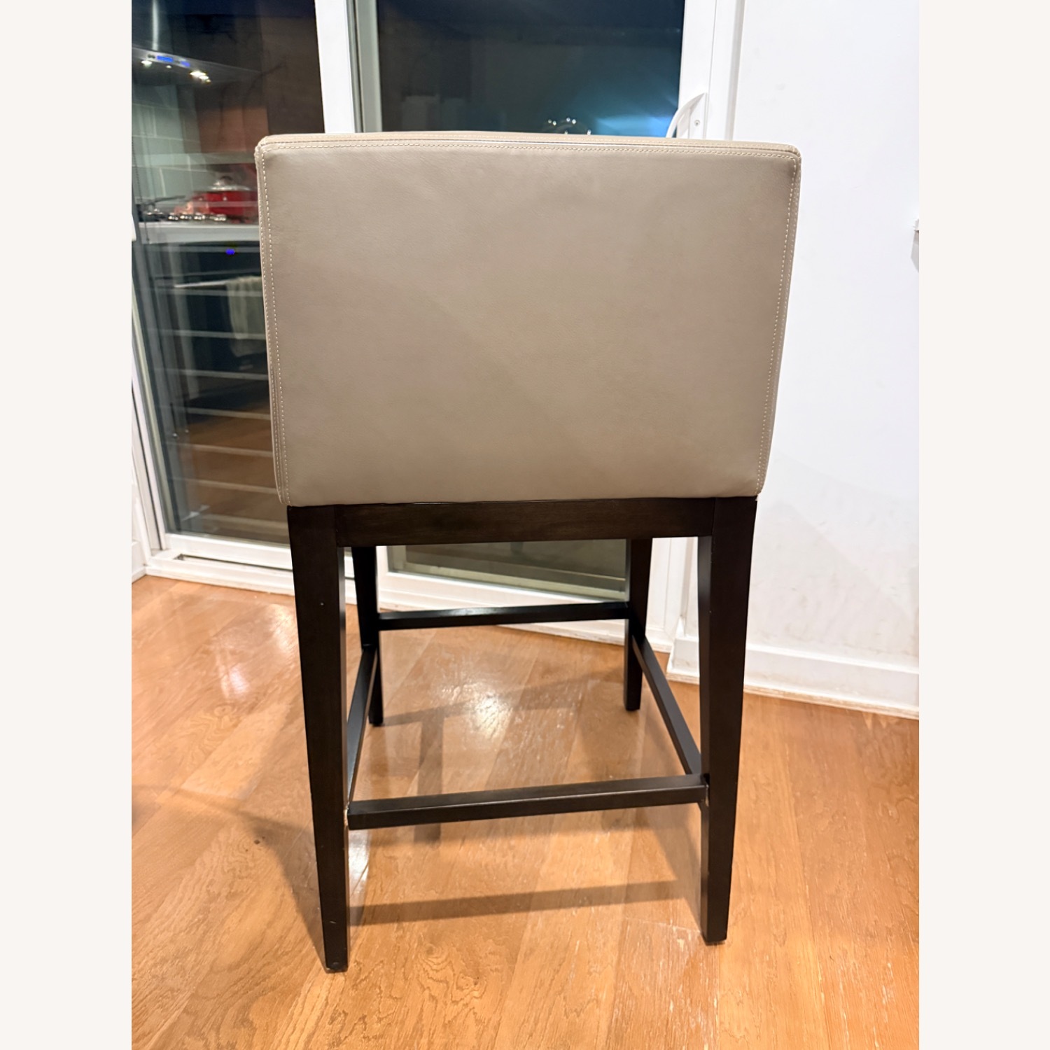 West Elm Dark Gray Leather Stool - image-3