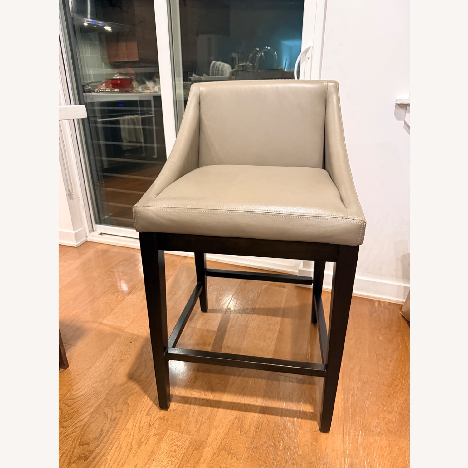 West Elm Dark Gray Leather Stool - image-1