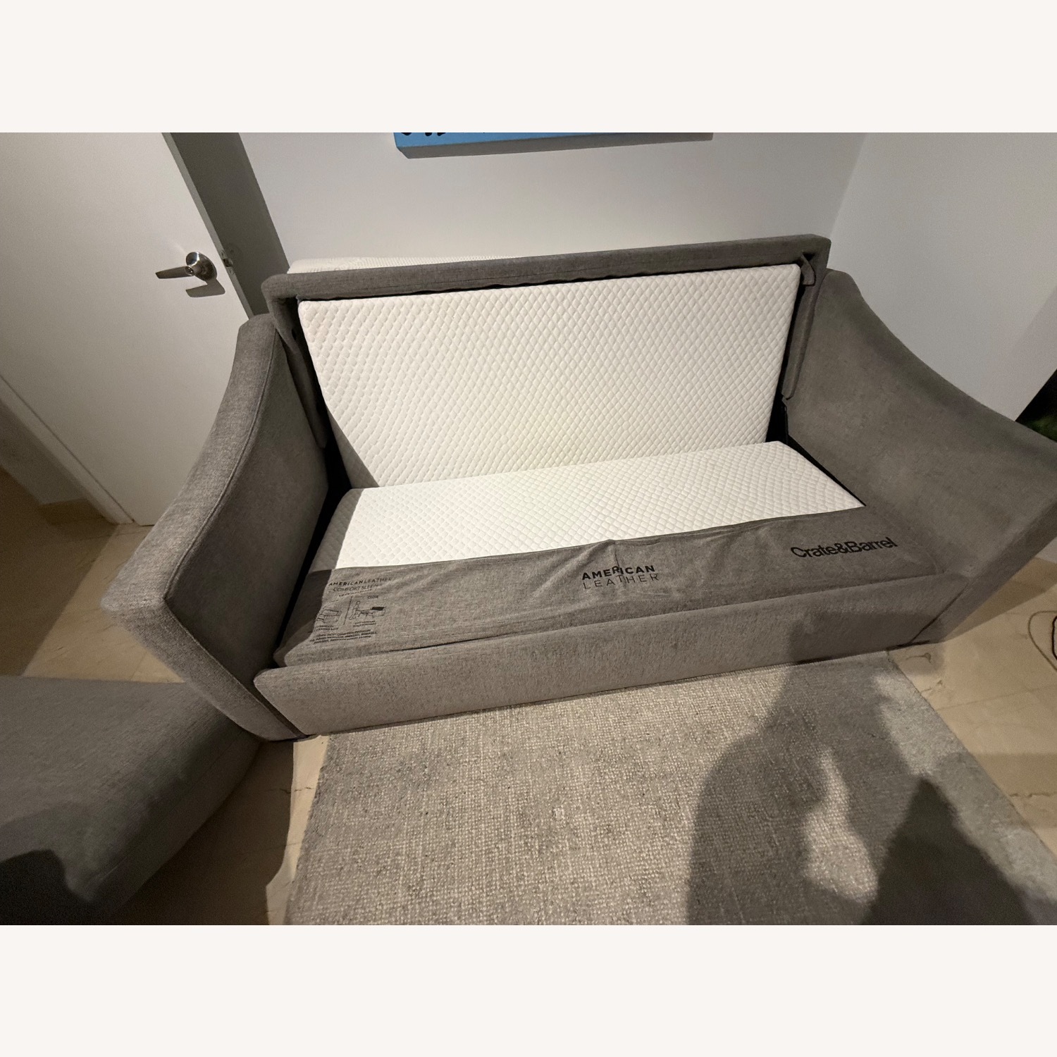 Crate & Barrel Light Gray Fabric Sleeper Sofa - image-3