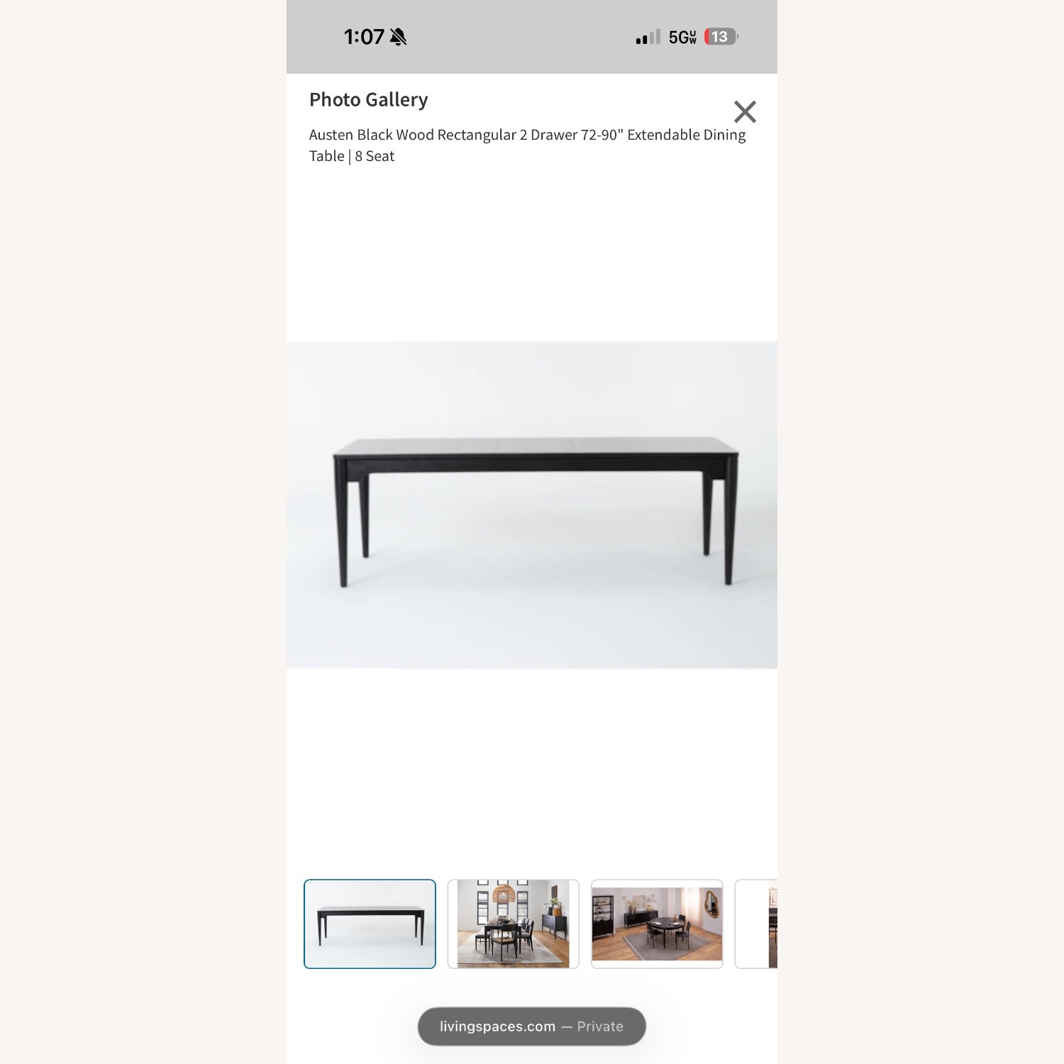 Austen Black Rectangular 72-90" Dining Table - image-11