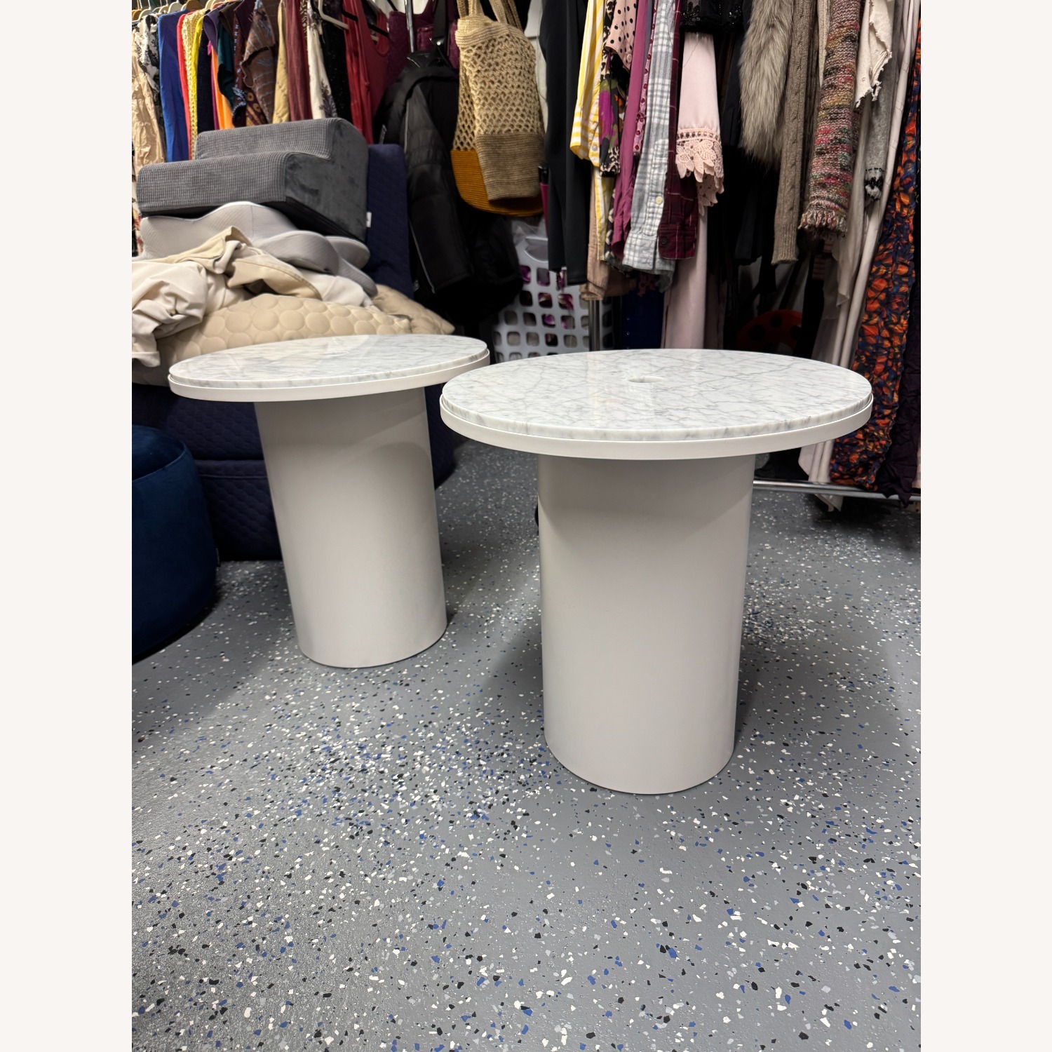 Blu Dot Plateau White Marble Side Tables - image-4