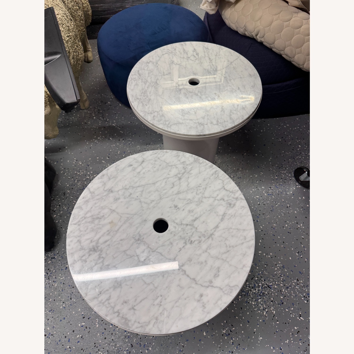 Blu Dot Plateau White Marble Side Tables - image-2