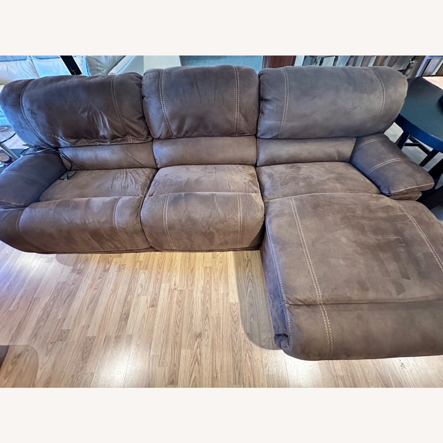 Furniture Row Dark Brown Fabric 3+ Seater Sofa - image-1